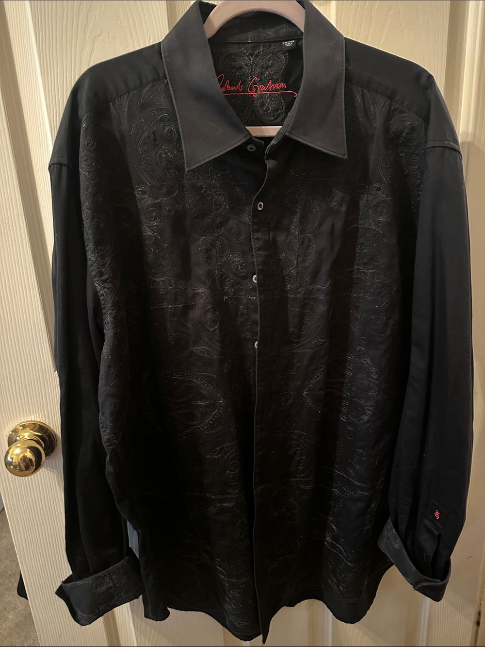 Robert Graham Black Embroidered Button-Up Shirt 3XL T